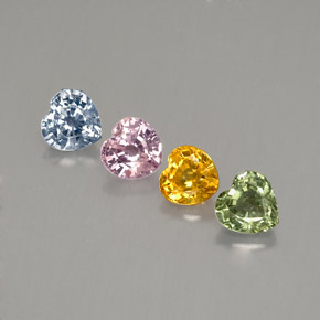 캐럿 천연 멀티컬러 사파이어 보석, 하트 모양, 4.2×4.1 mm, VS