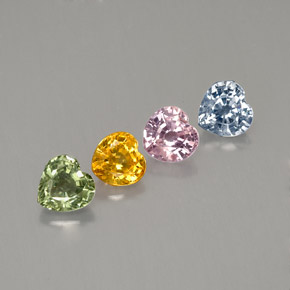 캐럿 천연 멀티컬러 사파이어 보석, 하트 모양, 4.2×4.1 mm, VS