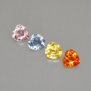 캐럿 천연 멀티컬러 사파이어 보석, 하트 모양, 4×3.9 mm, VS