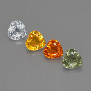 캐럿 천연 멀티컬러 사파이어 보석, 하트 모양, 4.1×4.1 mm, VS