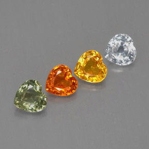 캐럿 천연 멀티컬러 사파이어 보석, 하트 모양, 4.1×4.1 mm, VS