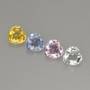 1.42캐럿 천연 멀티컬러 사파이어 보석, 하트 모양, 4.1×4.1 mm, VVS-VS