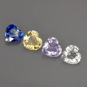 캐럿 천연 멀티컬러 사파이어 보석, 하트 모양, 4.6×4.5 mm, VVS-VS