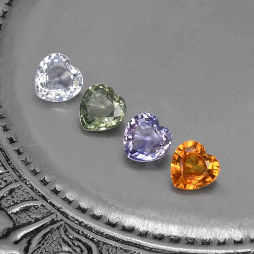 1.24캐럿 천연 멀티컬러 사파이어 보석, 하트 모양, 4×4 mm, VVS-VS