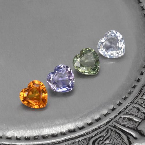 1.24캐럿 천연 멀티컬러 사파이어 보석, 하트 모양, 4×4 mm, VVS-VS