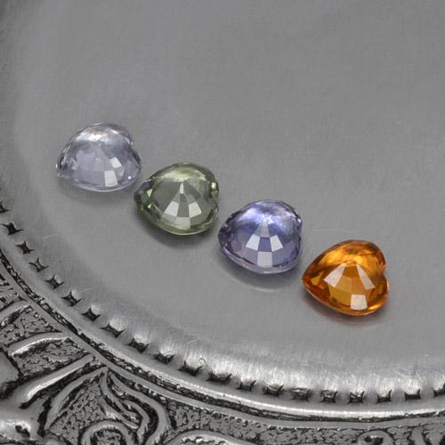 1.24캐럿 천연 멀티컬러 사파이어 보석, 하트 모양, 4×4 mm, VVS-VS