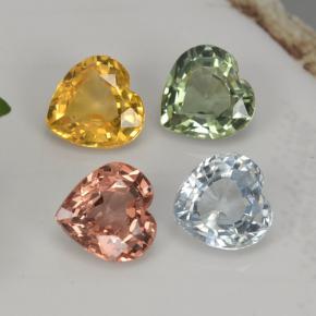 1.26캐럿 천연 멀티컬러 사파이어 보석, 하트 모양, 4.1×4.1 mm, VVS-VS