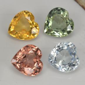 1.26캐럿 천연 멀티컬러 사파이어 보석, 하트 모양, 4.1×4.1 mm, VVS-VS
