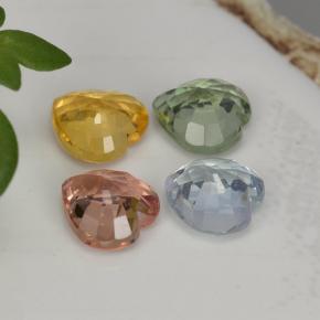 1.26캐럿 천연 멀티컬러 사파이어 보석, 하트 모양, 4.1×4.1 mm, VVS-VS