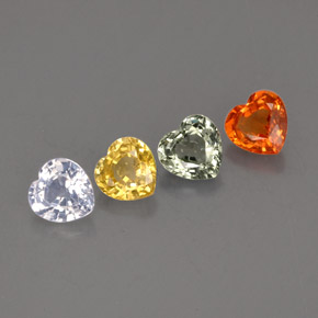 캐럿 천연 멀티컬러 사파이어 보석, 하트 모양, 4.1×4.1 mm, VVS-VS
