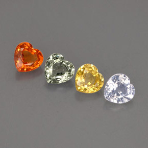캐럿 천연 멀티컬러 사파이어 보석, 하트 모양, 4.1×4.1 mm, VVS-VS