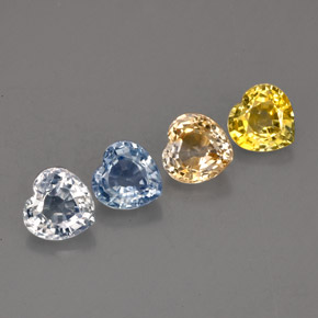 캐럿 천연 멀티컬러 사파이어 보석, 하트 모양, 4.6×4.6 mm, VVS-VS