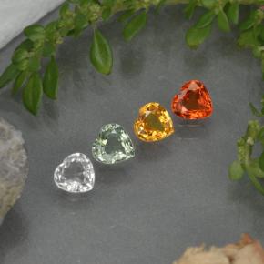 1.16캐럿 천연 멀티컬러 사파이어 보석, 하트 모양, 4.1×4.1 mm, VVS-VS
