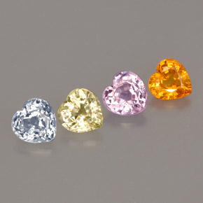캐럿 천연 멀티컬러 사파이어 보석, 하트 모양, 4.1×3.9 mm, VVS-VS