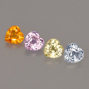 캐럿 천연 멀티컬러 사파이어 보석, 하트 모양, 4.1×3.9 mm, VVS-VS