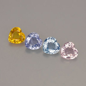 캐럿 천연 멀티컬러 사파이어 보석, 하트 모양, 4×3.9 mm, VVS-VS