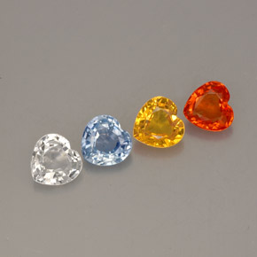 캐럿 천연 멀티컬러 사파이어 보석, 하트 모양, 4×3.9 mm, VVS-VS