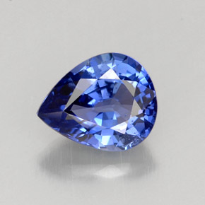 1.45캐럿 천연 바이올렛 블루 사파이어, 배 모양, 7.6×6.2 mm, VS