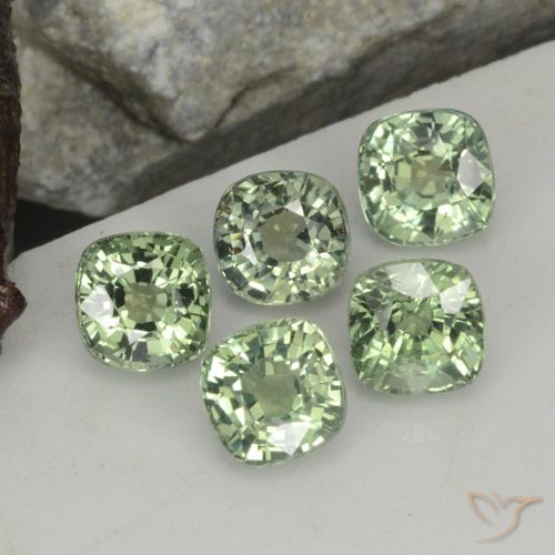 2.87캐럿 천연 라이트 그린 사파이어 보석, 쿠션 컷, 4.3×4.2 mm, VVS-VS