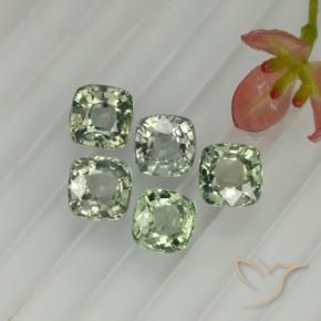 2.66캐럿 천연 Medium Light Green    사파이어 보석, 쿠션 컷, 4.4×4.4 mm, VVS-VS