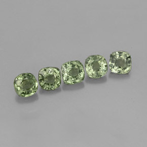 캐럿 천연 그린 사파이어 보석, 쿠션 컷, 4.3×4.3 mm, VVS-VS