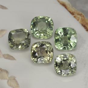 2.68캐럿 천연 라이트 세이지 그린 사파이어 보석, 쿠션 컷, 4.5×4.5 mm, VVS-VS