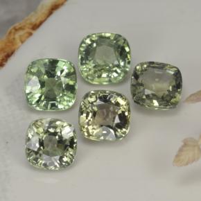 2.68캐럿 천연 라이트 세이지 그린 사파이어 보석, 쿠션 컷, 4.5×4.5 mm, VVS-VS