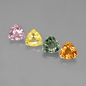 캐럿 천연 멀티컬러 사파이어 보석, 트릴리언, 5.2×5.2 mm, VVS-VS
