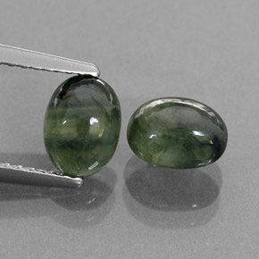캐럿 천연 블루 그린 사파이어 보석, 투명한, 6.8×5.1 mm, 투명/반투명