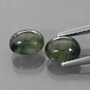캐럿 천연 블루 그린 사파이어 보석, 투명한, 6.8×5.1 mm, 투명/반투명