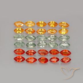 4.37캐럿 천연 멀티컬러 사파이어 보석, 마퀴즈, 4.2×2.3 mm, VVS-VS