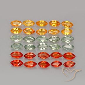 4.37캐럿 천연 멀티컬러 사파이어 보석, 마퀴즈, 4.2×2.3 mm, VVS-VS