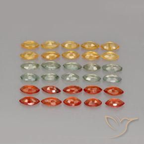4.37캐럿 천연 멀티컬러 사파이어 보석, 마퀴즈, 4.2×2.3 mm, VVS-VS