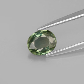 0.71캐럿 천연 그린 사파이어, 타원형 컷, 6×4.9 mm, VVS-VS