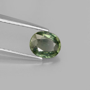 0.71캐럿 천연 그린 사파이어, 타원형 컷, 6×4.9 mm, VVS-VS