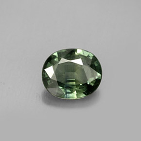 0.76캐럿 천연 블루 그린 사파이어, 타원형 컷, 6.1×5.1 mm, VS