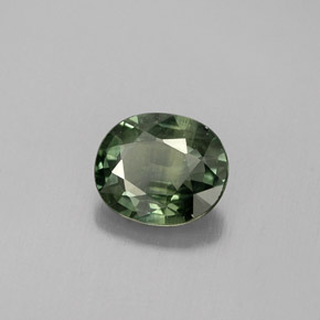 0.76캐럿 천연 블루 그린 사파이어, 타원형 컷, 6.1×5.1 mm, VS