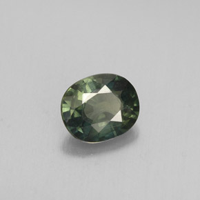 0.70캐럿 천연 블루 그린 사파이어, 타원형 컷, 5.8×4.9 mm, VS