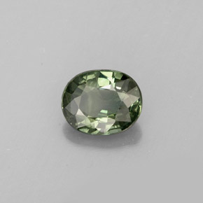0.69캐럿 천연 그린 사파이어, 타원형 컷, 6×4.9 mm, VS