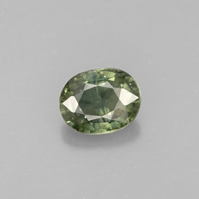 0.87캐럿 천연 그린 사파이어, 타원형 컷, 6.1×4.9 mm, VS