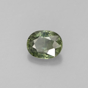 0.87캐럿 천연 그린 사파이어, 타원형 컷, 6.1×4.9 mm, VS