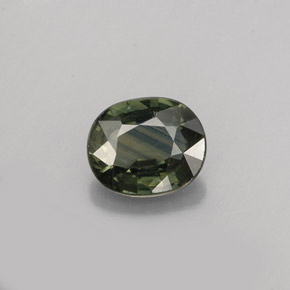 0.76캐럿 천연 블루 그린 사파이어, 타원형 컷, 6.1×5.1 mm, VS