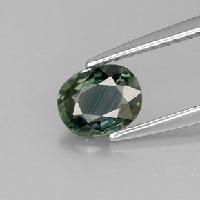 0.78캐럿 천연 블루 그린 사파이어, 타원형 컷, 6.2×5 mm, VS
