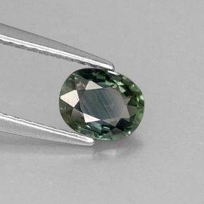 0.78캐럿 천연 블루 그린 사파이어, 타원형 컷, 6.2×5 mm, VS