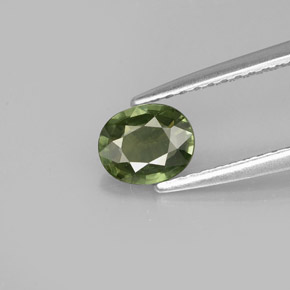 0.61캐럿 천연 그린 사파이어, 타원형 컷, 5.8×4.8 mm, VVS-VS