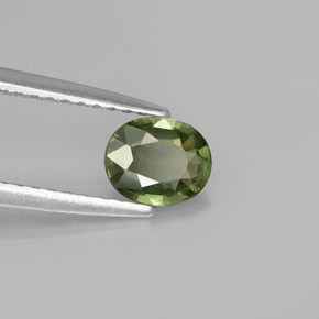 0.61캐럿 천연 그린 사파이어, 타원형 컷, 5.8×4.8 mm, VVS-VS