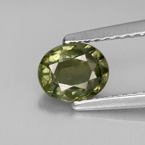 0.86캐럿 천연 그린 사파이어, 타원형 컷, 6.1×5.1 mm, VS