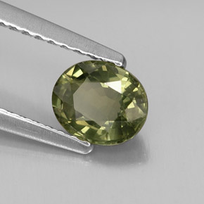 0.86캐럿 천연 그린 사파이어, 타원형 컷, 6.1×5.1 mm, VS