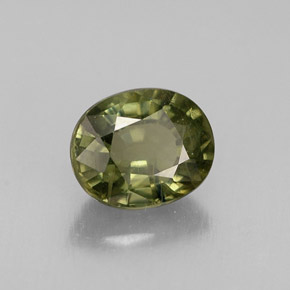 0.96캐럿 천연 골든 그린 사파이어, 타원형 컷, 6.1×5 mm, VS