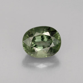0.94캐럿 천연 그린 사파이어, 타원형 컷, 6×4.9 mm, VS